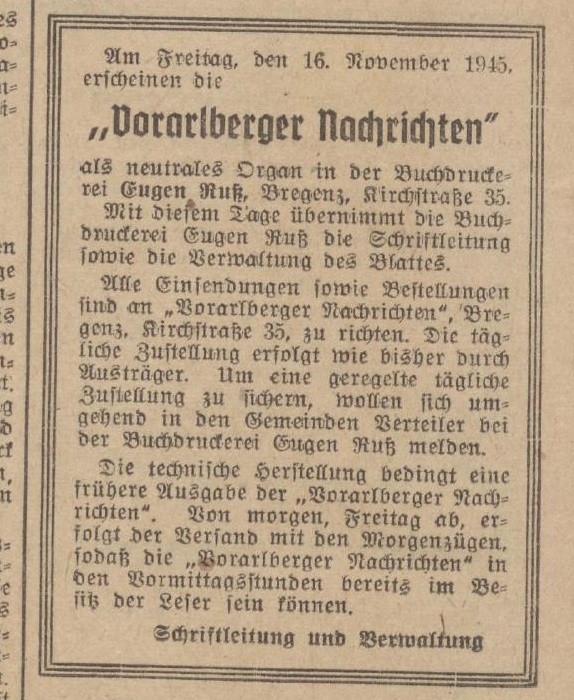 16.11.1945 - unabhängige VN startet