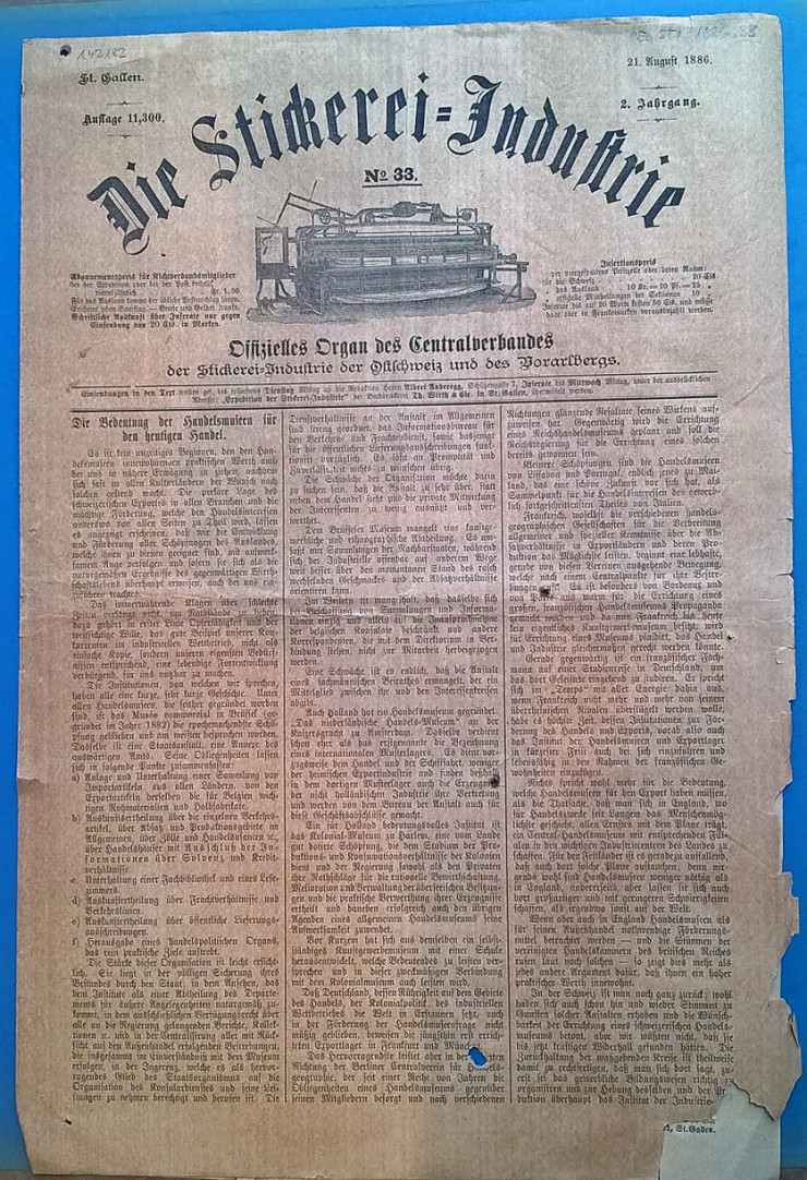 Die Stickerei-Industrie. Offizielles Organ des Centralverbandes der Stickerei-Industrie der Ostschweiz und Vorarlbergs