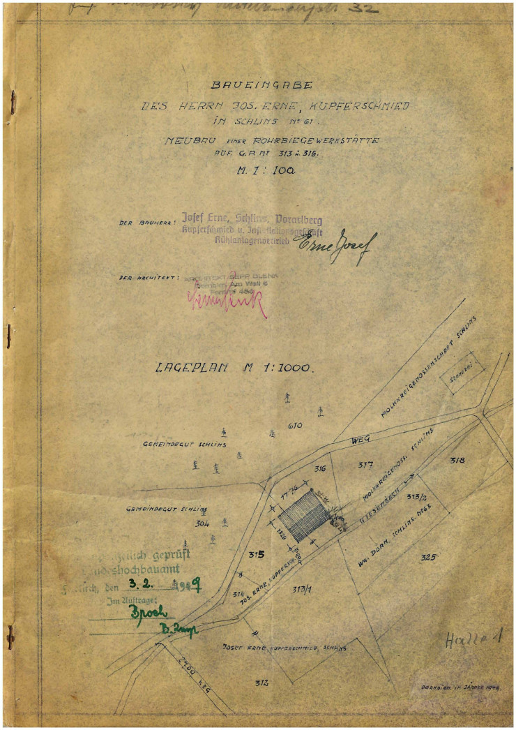 Erste "Rohrbiegewerkstätte" der Erne Fittings GmbH