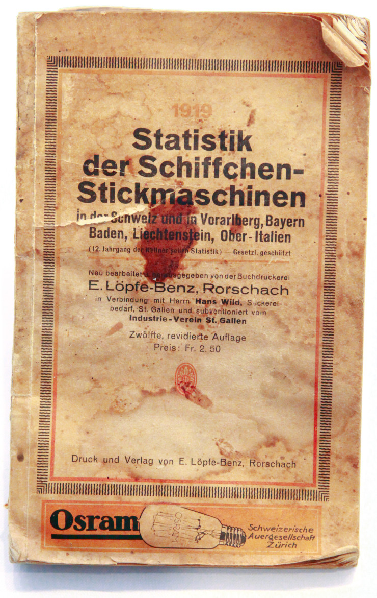 Erster Weltkrieg - Statistik der Schiffchen-Stickmaschinen 1919
